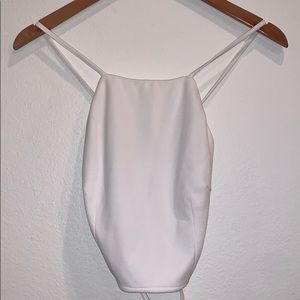 L Tobi women’s white crop top open back